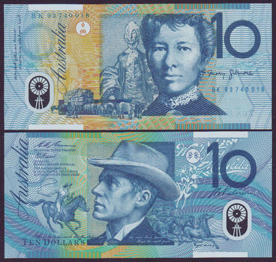1993 Australia $10 Evans/Fraser (wet ink transfer) L001058